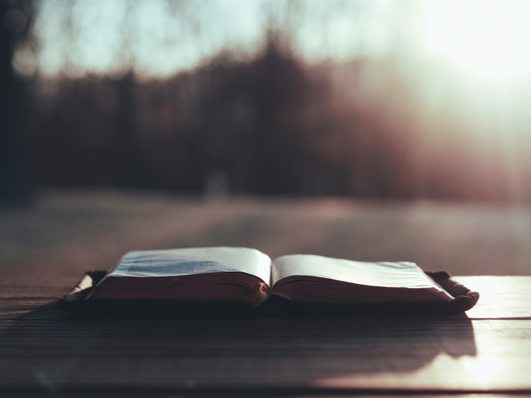 open book on brown wooden table